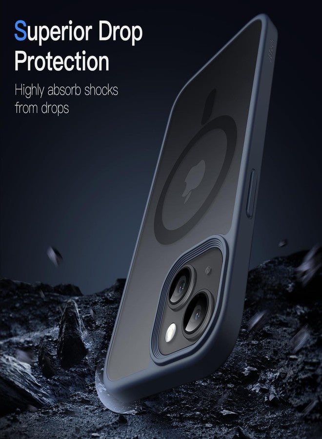 جي تيك جراب مغناطيسي من JETech لهاتف iPhone 15 Plus مقاس 6.7 بوصة متوافق مع MagSafe، غطاء خلفي شفاف غير لامع، نحيف ومقاوم للصدمات (أزرق عاصف) - Image 5